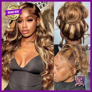 360 Lace Front Wig Human Hair 22 Inch Ombre Glueless Cap